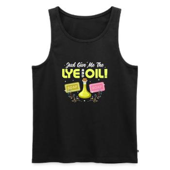 Just Give Me The Lye And Oil! Soapmaker Soapmaking - Men's Premium Organic Tank Top - black - Front - Michal (187cm)
