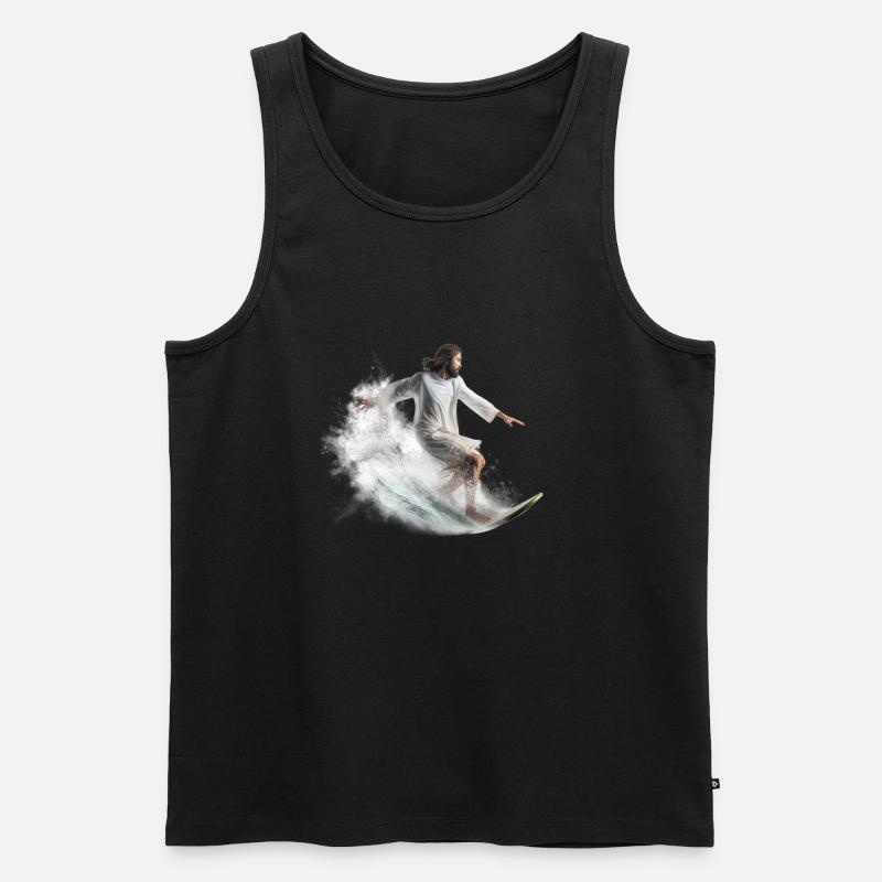 Surf-Gott - Männer Premium Bio Tank Top - Schwarz
