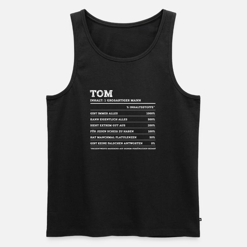 Tom Großartiger Mann Vorname - Männer Premium Bio Tank Top - Schwarz