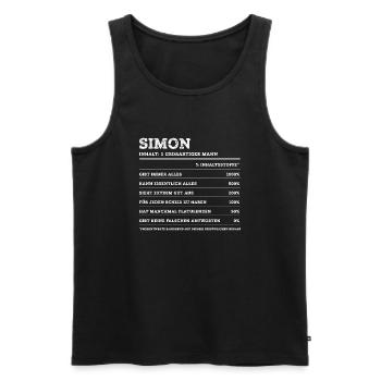 Simon Großartiger Mann Vorname - Männer Premium Bio Tank Top - Schwarz - Vorne - Michal (187cm)