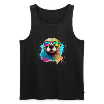 Oxi der bebrillte Otter - Männer Premium Bio Tank Top - Schwarz - Vorne - Michal (187cm)