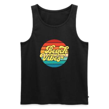 Retro Styled Summer Beach Vibes Design - Men's Premium Organic Tank Top - black - Front - AI Model Male 178 light (178cm)