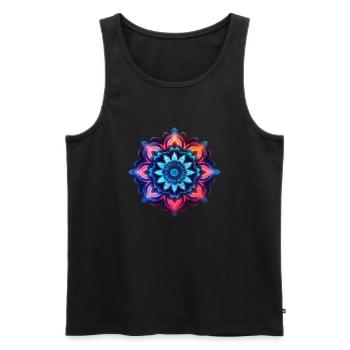 Mandala bunte Blume Neon - Männer Premium Bio Tank Top - Schwarz - Vorne - AI Model Male 178 light (178cm)