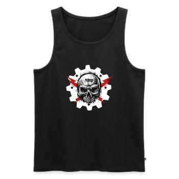 EBM - Skull - Männer Premium Bio Tank Top - Schwarz - Vorne - Michal (187cm)