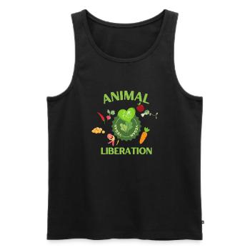 Animal Liberation, végétalien bio - Débardeur bio Premium Homme - noir - Devant - AI Model Male 178 light (178cm)