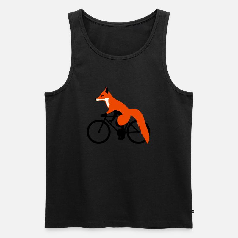 Fuchs auf dem Fahrrad - Männer Premium Bio Tank Top - Schwarz