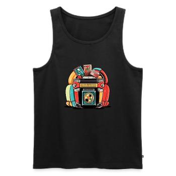 Jukebox der 70er Jahre Nr. 4 - Männer Premium Bio Tank Top - Schwarz - Vorne - Michal (187cm)