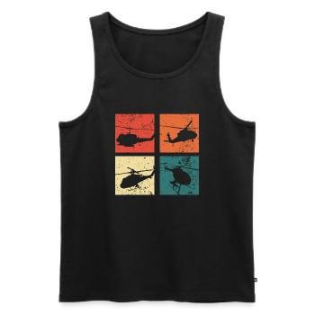 Hubschrauber Pilot Vintage Geschenk - Männer Premium Bio Tank Top - Schwarz - Vorne - Michal (187cm)