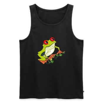 Red eyed Frog On A Vine - Men's Premium Organic Tank Top - black - Front - AI Model Male 178 light (178cm)