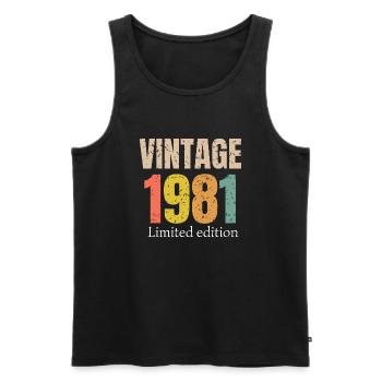 Vintage 1981 Limited Edition - Men's Premium Organic Tank Top - black - Front - Michal (187cm)