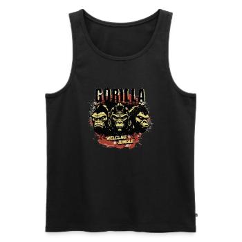 Gorilla Bienvenue dans la jungle - Débardeur bio Premium Homme - noir - Devant - AI Model Male 178 light (178cm)