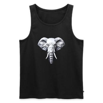 Elefant in Geometrie: Matte Grautöne Highlight - Männer Premium Bio Tank Top - Schwarz - Vorne - AI Model Male 178 light (178cm)
