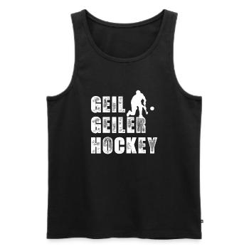 Geil Geiler Hockey Geschenk Hallenhockey Verein - Männer Premium Bio Tank Top - Schwarz - Vorne - Michal (187cm)