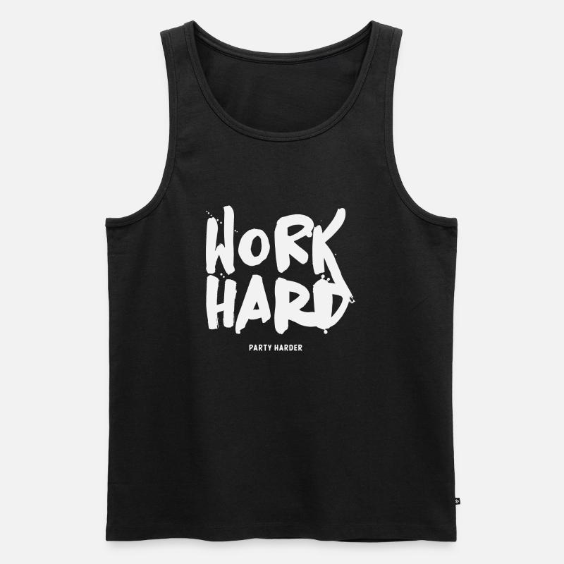 WORK HARD white - Männer Premium Bio Tank Top - Schwarz