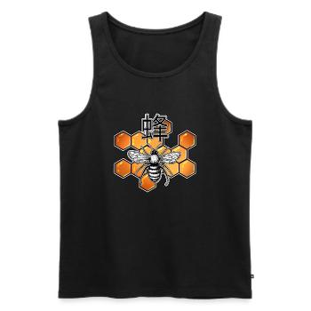 Kanji-Biene - Männer Premium Bio Tank Top - Schwarz - Vorne - AI Model Male 178 light (178cm)
