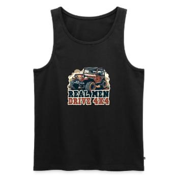 REAL MEN DRIVE 4X4 Fahrzeug - Männer Premium Bio Tank Top - Schwarz - Vorne - AI Model Male 178 light (178cm)