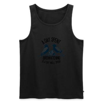 slogan pour les observateurs d'oiseaux - Débardeur bio Premium Homme - noir - Devant - AI Model Male 178 light (178cm)