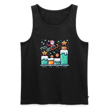 Pixel Winter Wonderland : le pays des neiges rétro du jeu - Débardeur bio Premium Homme - noir - Devant - AI Model Male 178 light (178cm)