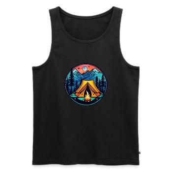 Camping & Lagerfeuer - Männer Premium Bio Tank Top - Schwarz - Vorne - Michal (187cm)
