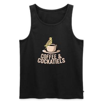 Café et calopsittes Perroquet Propriétaire Oiseau Avian - Débardeur bio Premium Homme - noir - Devant - AI Model Male 178 light (178cm)
