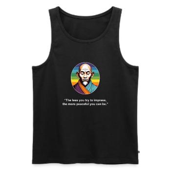 The Less You Try to Impress | Zen Quote - Men's Premium Organic Tank Top - black - Front - AI Model Male 178 light (178cm)