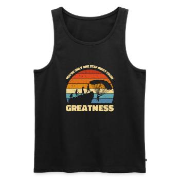 Sie sind nur einen Schritt von der Größe entfernt. Fallschirmspringer - Männer Premium Bio Tank Top - Schwarz - Vorne - AI Model Male 178 light (178cm)