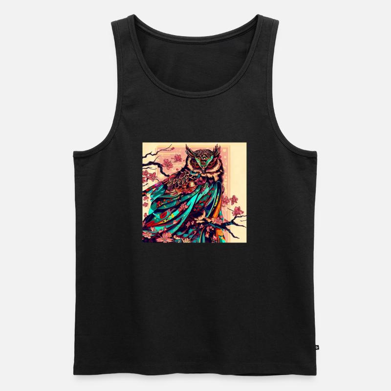 Eule Japanisch - Männer Premium Bio Tank Top - Schwarz