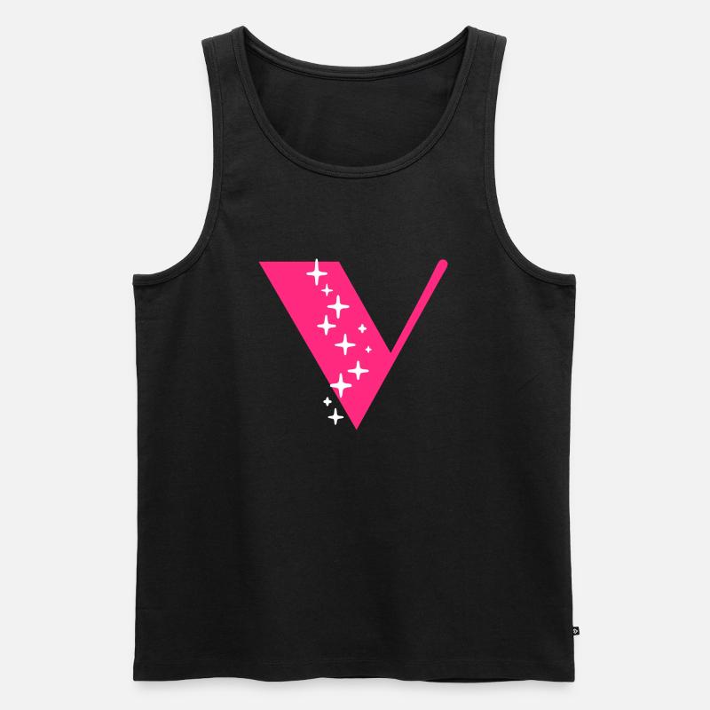 Buchstabe V Glitzer - Männer Premium Bio Tank Top - Schwarz