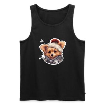 Winter cute dog in the snow - Men's Premium Organic Tank Top - black - Front - AI Model Male 178 light (178cm)