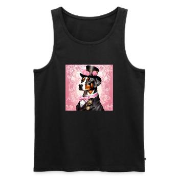 Chien de conception d’art steampunk avec chapeau - Débardeur bio Premium Homme - noir - Devant - AI Model Male 178 light (178cm)