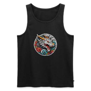 dragon asiatique - japon - chinois - Débardeur bio Premium Homme - noir - Devant - AI Model Male 178 light (178cm)