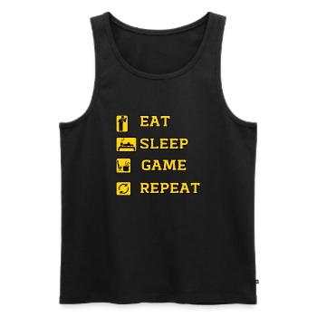 EAT SLEEP GAME REPEAT - Débardeur bio Premium Homme - noir - Devant - Michal (187cm)
