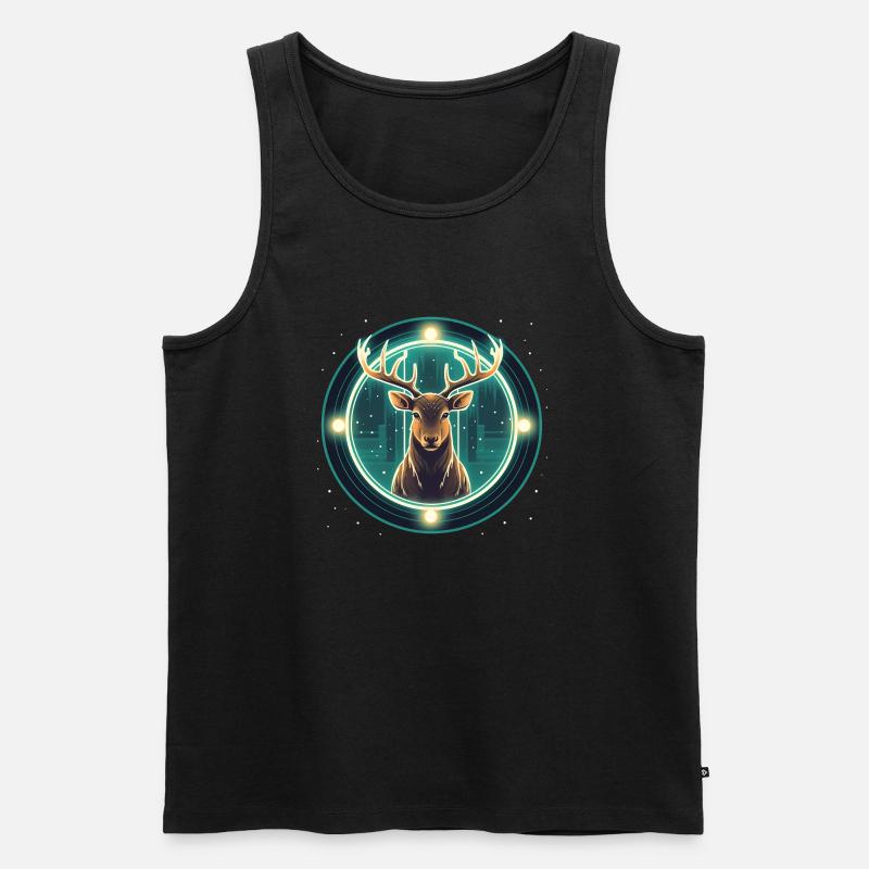 Hirsch im Weihnachtsschmuck, Liebeshirsche - Männer Premium Bio Tank Top - Schwarz