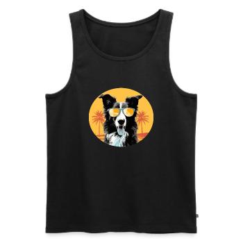 Border Collie - Männer Premium Bio Tank Top - Schwarz - Vorne - Michal (187cm)