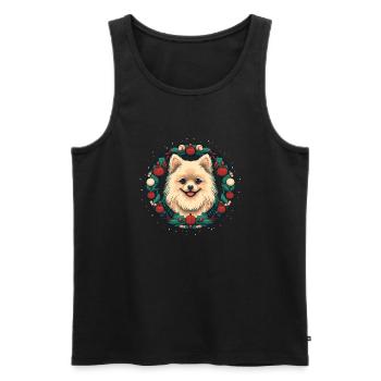 Chien de Poméranie Noël, Chiens d’amour - Débardeur bio Premium Homme - noir - Devant - Michal (187cm)