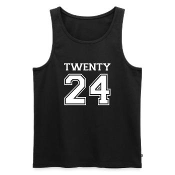 2024 - Männer Premium Bio Tank Top - Schwarz - Vorne - Michal (187cm)