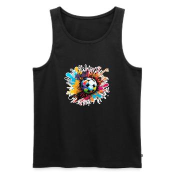 Soccer / Game / Ball / Field / Shooting - Men's Premium Organic Tank Top - black - Front - AI Model Male 178 light (178cm)