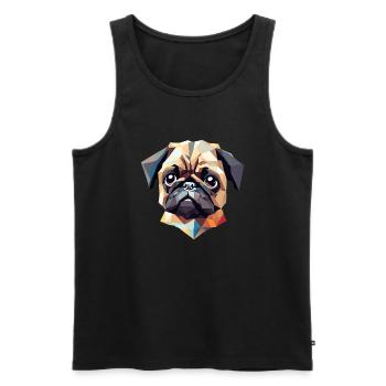 Little pug, big art - Men's Premium Organic Tank Top - black - Front - Michal (187cm)