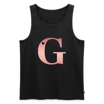 Buchstabe G Roségold - Männer Premium Bio Tank Top - Schwarz - Vorne - AI Model Male 178 light (178cm)