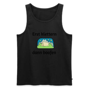 Erst klettern dann boofen - Männer Premium Bio Tank Top - Schwarz - Vorne - AI Model Male 178 light (178cm)