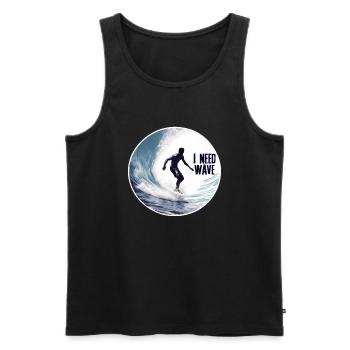Surfer on the Wave Nature - Men's Premium Organic Tank Top - black - Front - AI Model Male 178 light (178cm)