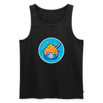 Mac n cheese pixel art - Men's Premium Organic Tank Top - black - Front - AI Model Male 178 light (178cm)