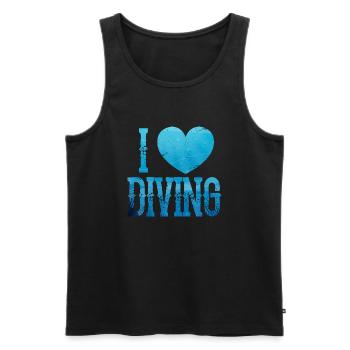 I Love Diving Ocean Underwater Explorer Scuba - Men's Premium Organic Tank Top - black - Front - AI Model Male 178 light (178cm)