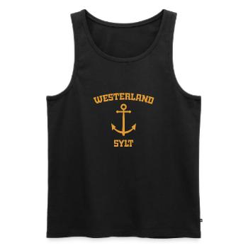 Westerland - Sylt - Nordsee - Anker - Möwe - Insel - Männer Premium Bio Tank Top - Schwarz - Vorne - Michal (187cm)