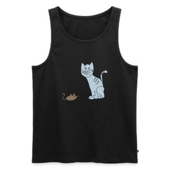 Chat et souris - Débardeur bio Premium Homme - noir - Devant - AI Model Male 178 light (178cm)