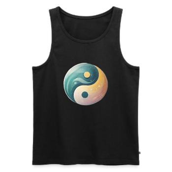 Esthétique du symbole doux du Yin et du Yang - Débardeur bio Premium Homme - noir - Devant - AI Model Male 178 light (178cm)