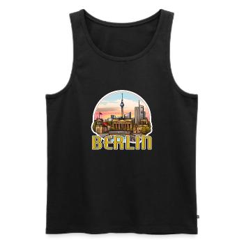 Berlin Hauptstadt - Männer Premium Bio Tank Top - Schwarz - Vorne - AI Model Male 178 light (178cm)