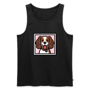 Cavalier King Charles Spaniel pop art - Débardeur bio Premium Homme - noir - Devant - AI Model Male 178 light (178cm)