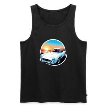 voiture vintage couché de soleil - Débardeur bio Premium Homme - noir - Devant - Michal (187cm)