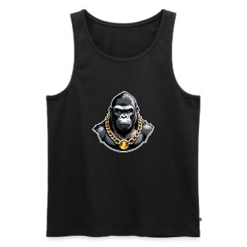 Gorilla with Gold Chain - Men's Premium Organic Tank Top - black - Front - AI Model Male 178 light (178cm)
